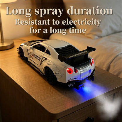 Racing Car Alarm Clock Simulation Engine Sound Fog Spray Light Auto Fans Decor Gift.