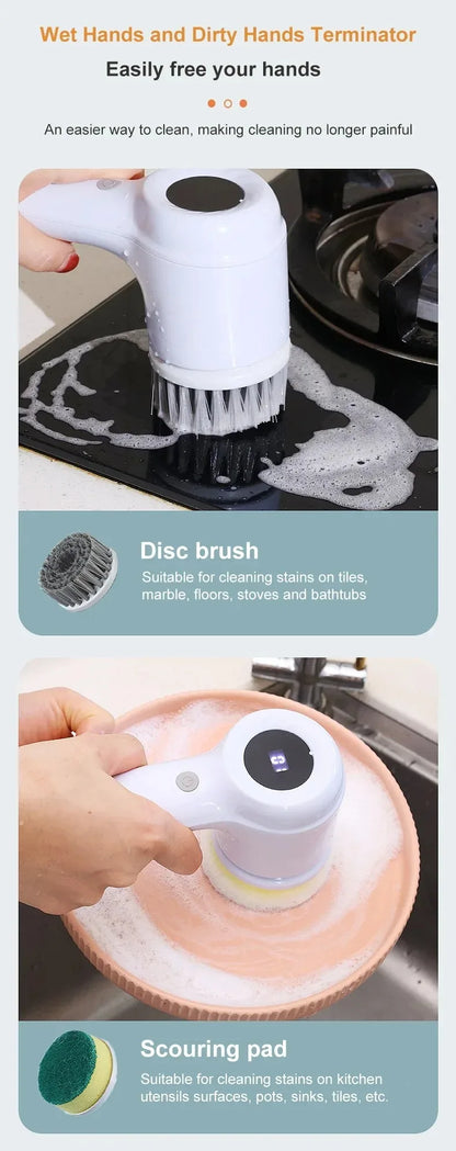 Electric Cleaning Brush Electric Spin Scrubber Bathroom Cordless Cleaning Brush Power Scrubber with 5 Replaceable Brush Heads
