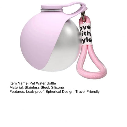 Spherical Pet Water Bottle - Stainless Steel