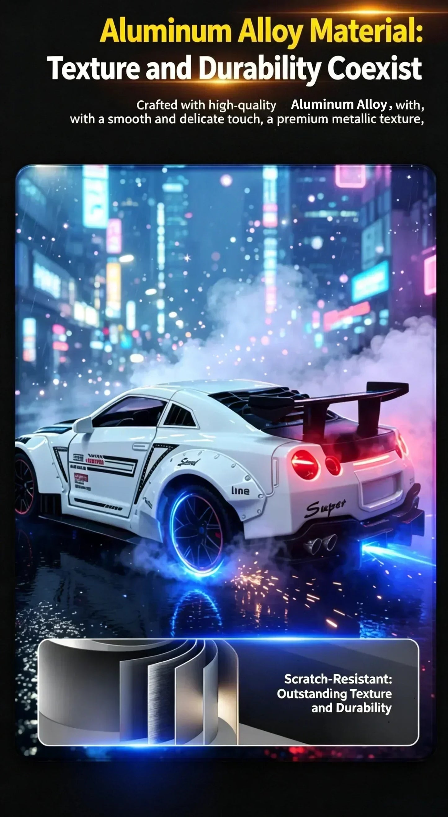 Racing Car Alarm Clock Simulation Engine Sound Fog Spray Light Auto Fans Decor Gift.
